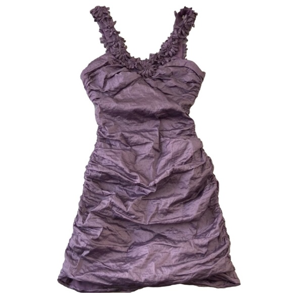 Stunning BCBGMAXAZRIA mini dress purple metallic dress silky bodycon wisteria 6 - Picture 4 of 15